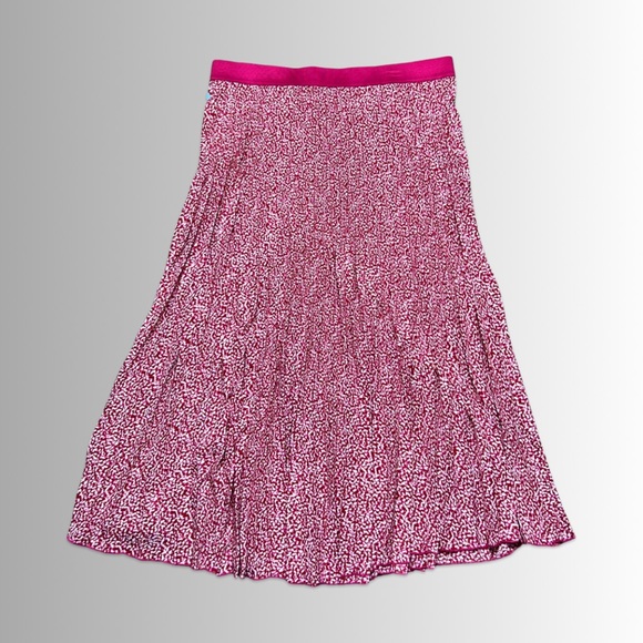 Vince Camuto Pleated Tea Length (MIDI) Pink Red & Ivory Skirt, Pull On, Size Lg - Picture 4 of 9